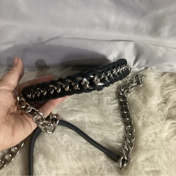 Stella McCartney Jazz Heart Black & Blue Glittery Crossbody Bag Whipstitching - Picture 8 of 12